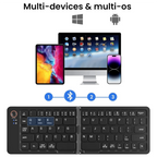 Mini faltbare kabellose Bluetooth-Tastatur (Synchronisierung bis zu 3 Geräte), tragbare Klapptastatur für Android Windows, Schwarz