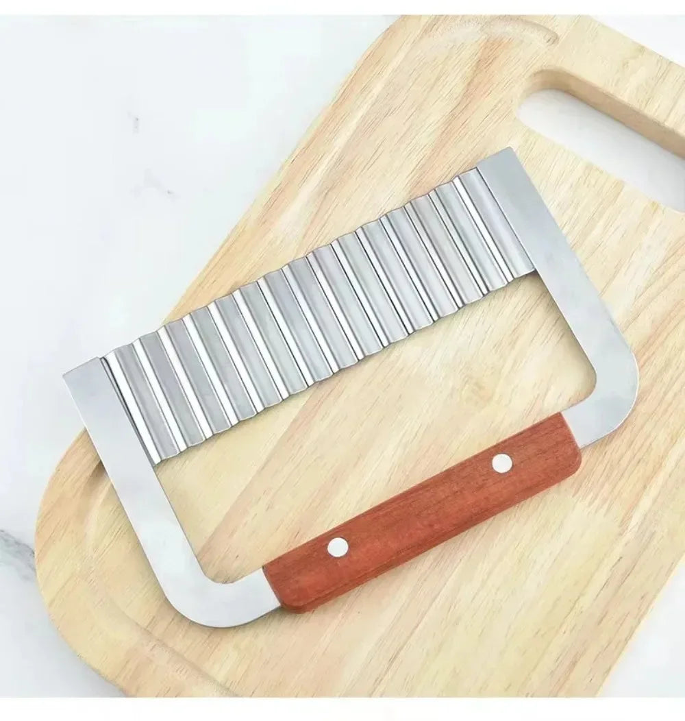 Edelstahl Holzgriff Wellenmesser Wolf Zahn Kartoffelmesser Kartoffelchip Schneiden Wellenmesser Kartoffelzerkleinerer Küchenwerkzeug