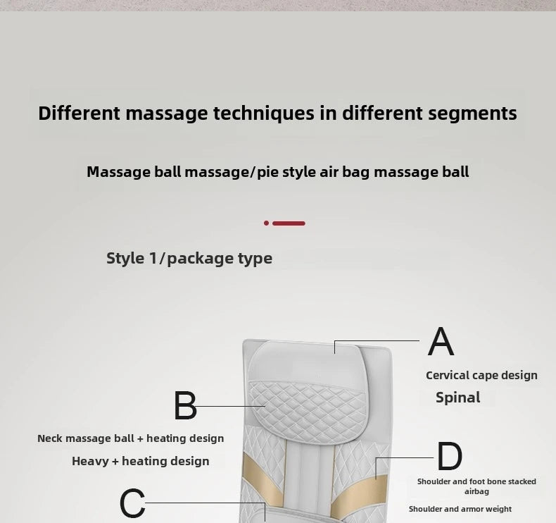 Ganzkörper-Massagematte mit Airbags, Dehnungsheizung, 3D-Entspannung der Lendenwirbelsäule, Rückenmassagegerät, PU-Leder, tragbar und tragbar