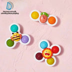 3Pcs Cartoon Insekt Zappeln Saugnapf Spinner Spielzeug Set Pädagogisches Rotierenden Rassel Baby Bad Spielzeug für Kinder