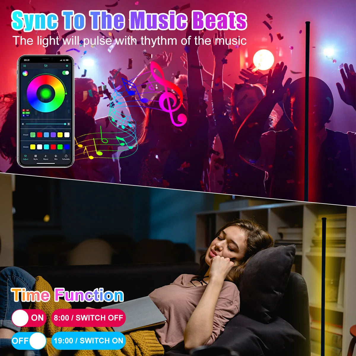 160CM Smart Bluetooth Tuya Ecke Stehlampe Schlafzimmer Nachtlicht Dimmbare RGB Stimmung Beleuchtung Musik Sync Stand Lampe für wohnkultur