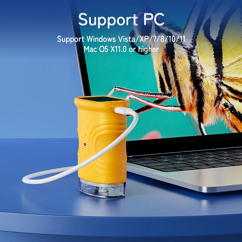 1000X Handmikroskop für Kinder, 2,0-Zoll-Bildschirm, wiederaufladbar, Mini-Taschen-Digitalmikroskope, tragbar, Edu-Geschenk, Kinder, Studenten