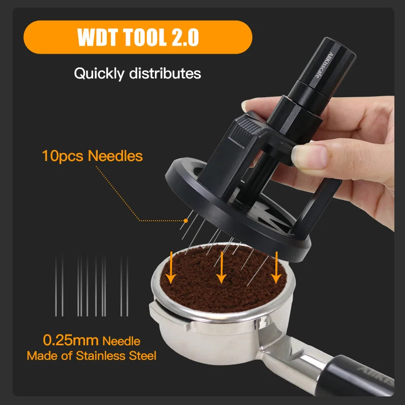 WDT Espresso Nadelverteiler Magnetisch – Rotierendes Kaffeepulver-Verteilwerkzeug | 51, 54 & 58mm