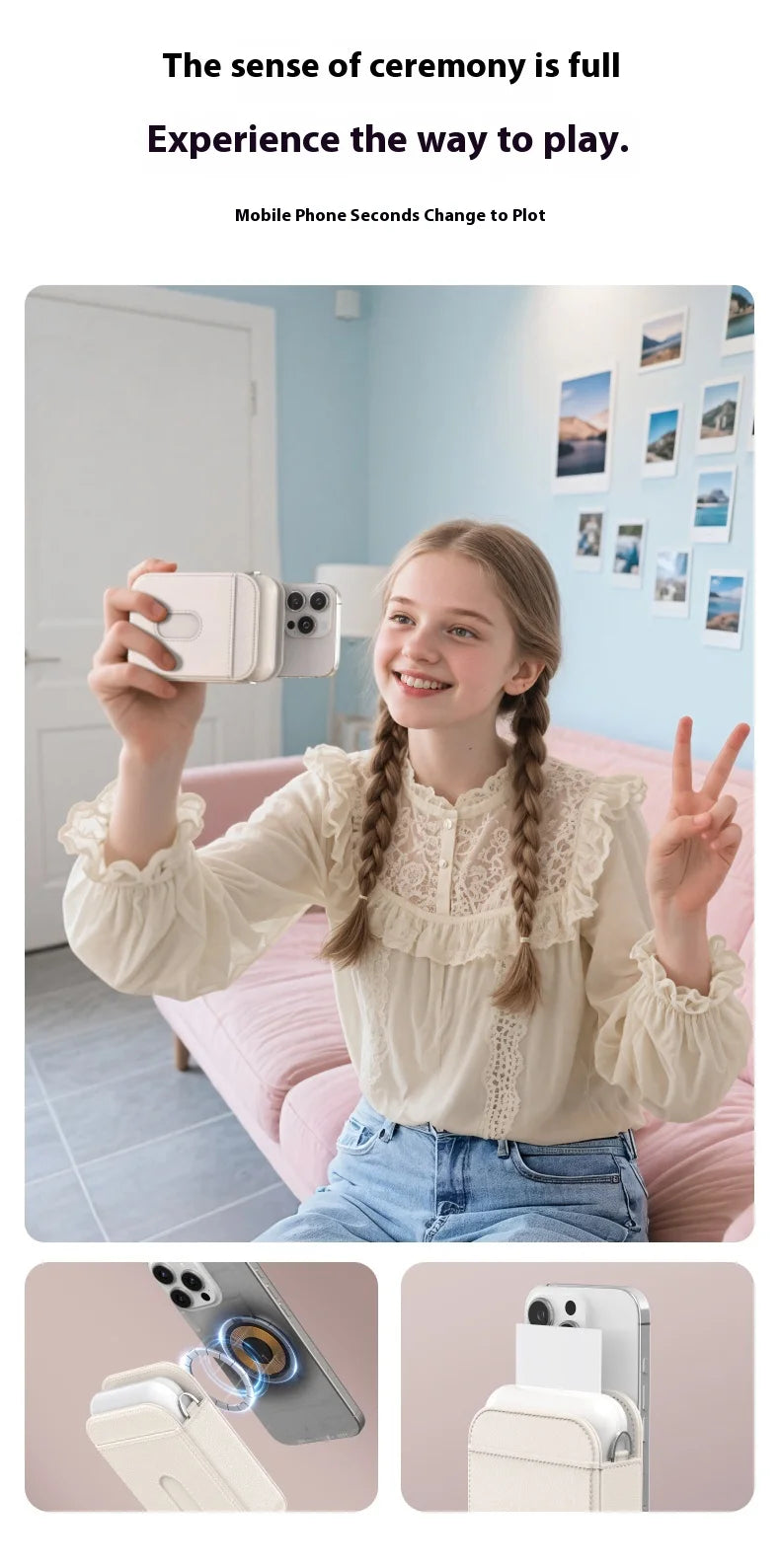 TELESIN LIENE Mini-Fotodrucker Zink, tintenfrei, 300 dpi, kabellos, Bluetooth, tragbarer Foto-Waschautomat mit APP für selbstgemachte Bilder und Geschenke