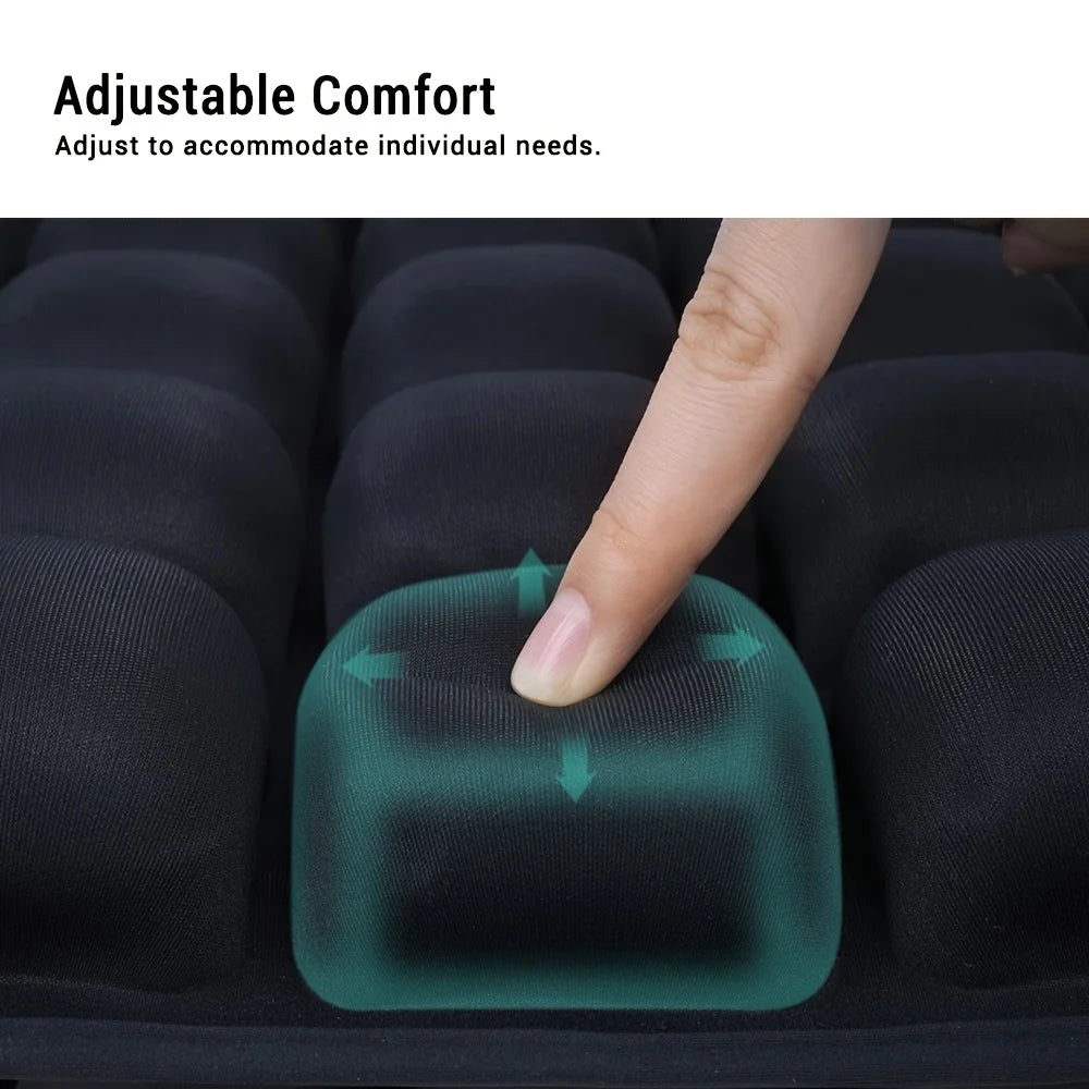 Airbag-Reisekissen, leichtes, atmungsaktives Reisesitzkissen, hoher Rückpralldruck, tragbares 3D-Luftzellen-Sitzkissen-Dekor