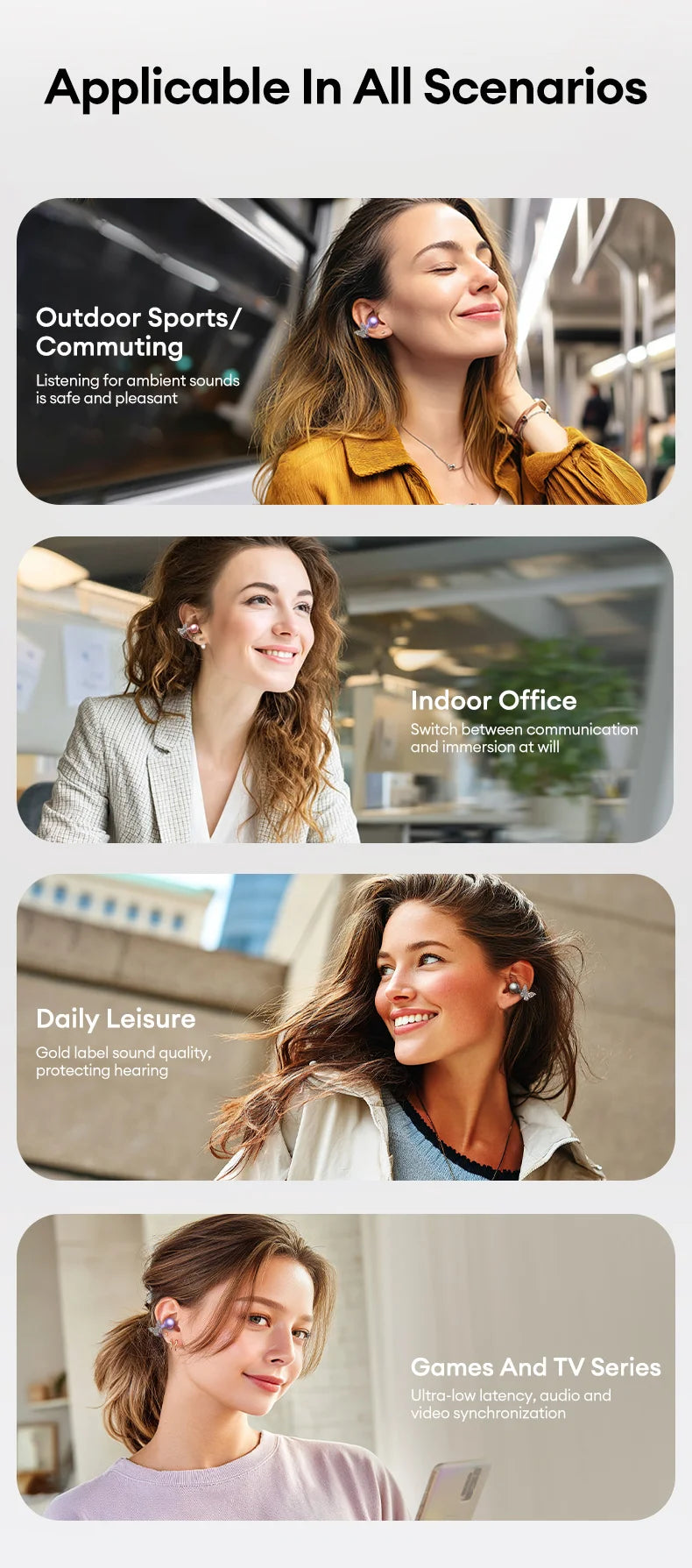 AI-Übersetzungskopfhörer AOC Ohrclip-Ohrhörer OWS Bluetooth Smart LCD-Bildschirm-Touch-Kopfhörer Gaming Wireless Sport Headset 3521