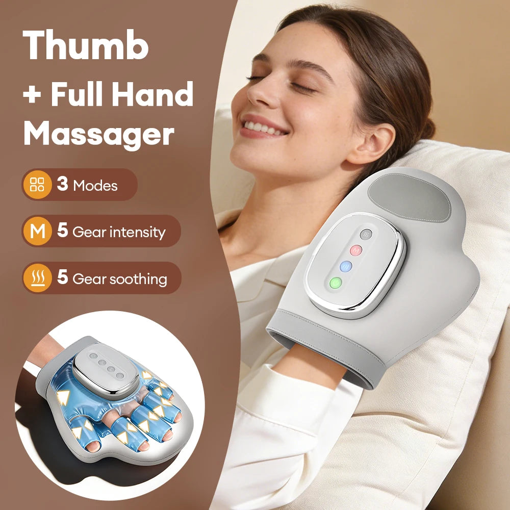 Elektrischer Handmassager mit Luftkompression – 5 Stufen, Wärmefunktion, Vibration, CE
