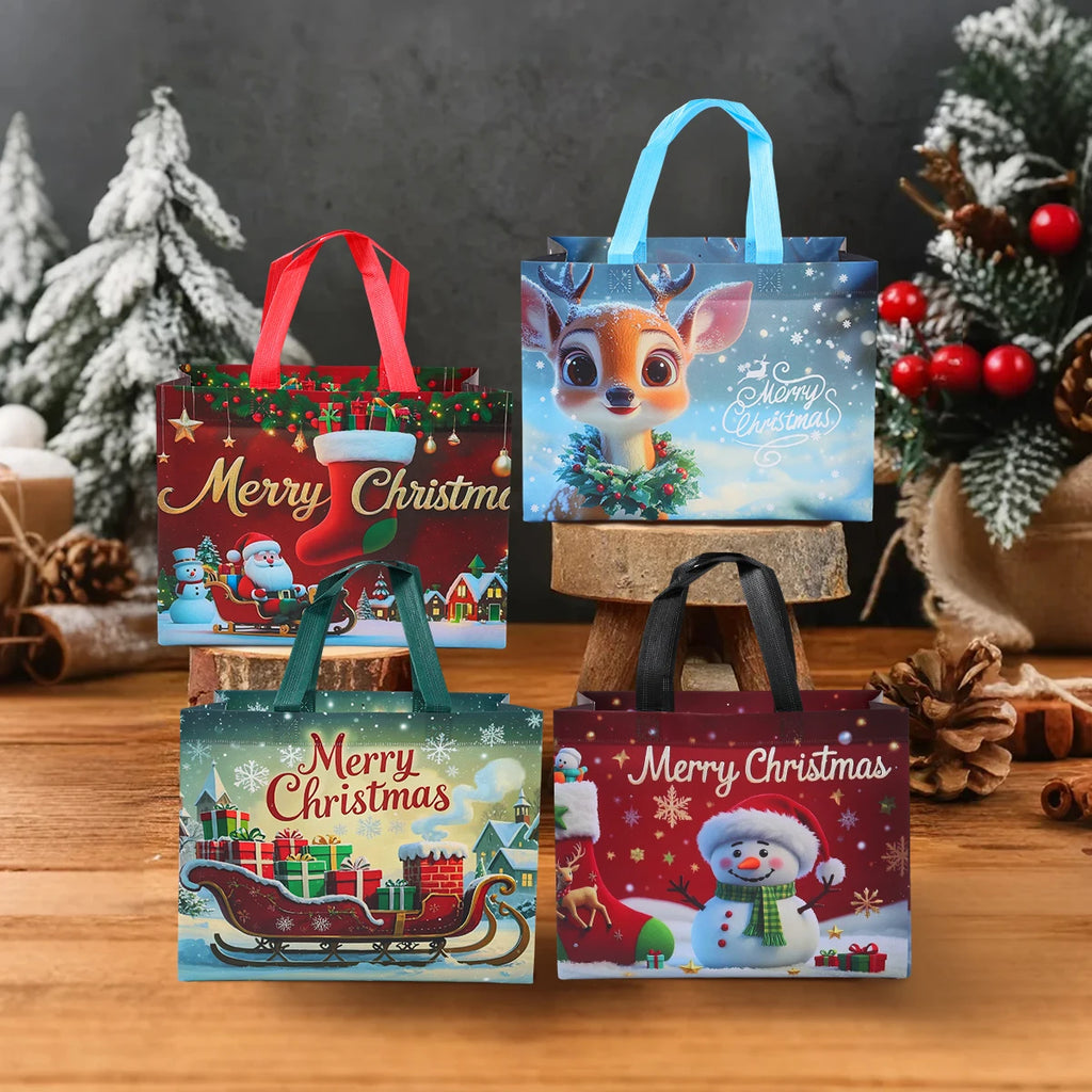 4 stücke Weihnachten Geschenk Taschen Weihnachten Party Dekoration Kinder Gefälligkeiten 2025 Weihnachten Santa Claus Handtaschen Navidad Natal Neue Jahr geschenk 2026