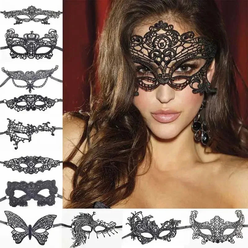 Venezianische Spitzenmaske – Schwarze Augenmaske für Maskerade, Halloween & Karneval