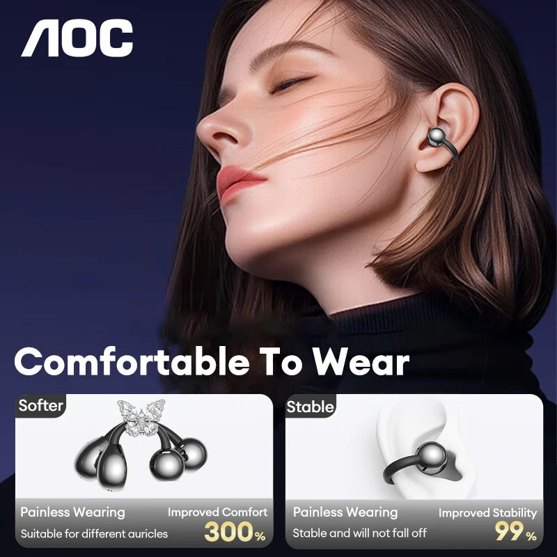 AI-Übersetzungskopfhörer AOC Ohrclip-Ohrhörer OWS Bluetooth Smart LCD-Bildschirm-Touch-Kopfhörer Gaming Wireless Sport Headset 3521