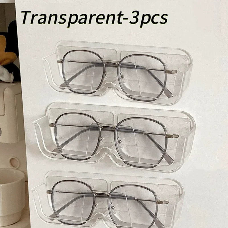 Brillen-Organizer Wandhalter – Selbstklebend, Ohne Bohren, 17,5×3,5×5,8cm | Sonnenbrille & Brille | Weiß, Grau & Transparent