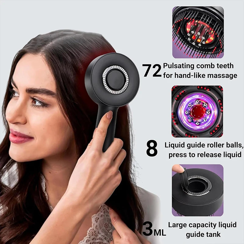 Peigne de massage électrique pour la tête, appareil de massage par vibrations, portable, pour follicules pileux, huile pour cuir chevelu, applicateur liquide, croissance des cheveux, anti-chute