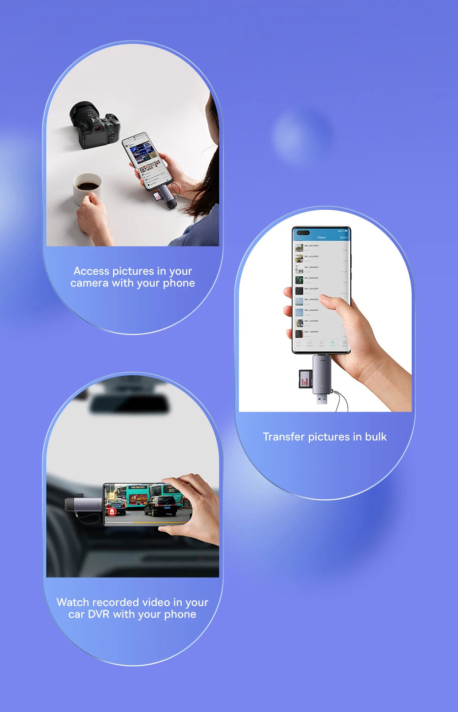 Baseus Kartenleser USB C & USB3.0 zu SD Micro SD TF Speicherkartengerät 104 MB/s 2 TB Smart Card Reader für Laptop-Zubehör