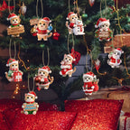 2D Flache 12 Stück Weihnachts-Holzanhänger Kreative süße Katze Mottoparty-Dekorationen Weihnachtsbaum-Anhänger Festliche Lieferungen