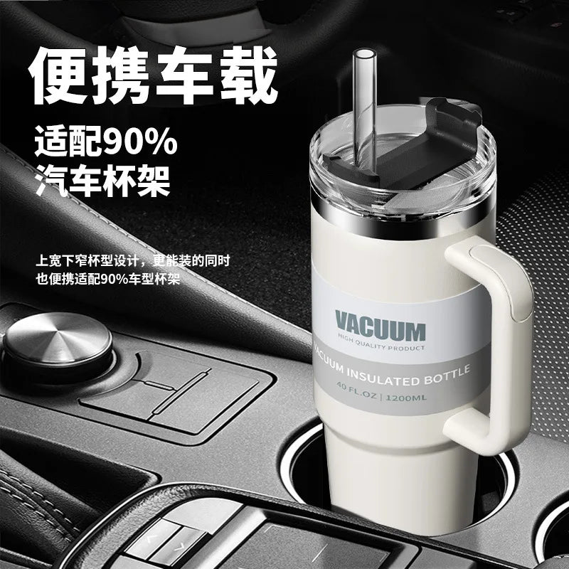 40-Unzen-Autobecher, isolierter Strohbecher aus Edelstahl 304, Eisbecher, Auto-Wasserbecher