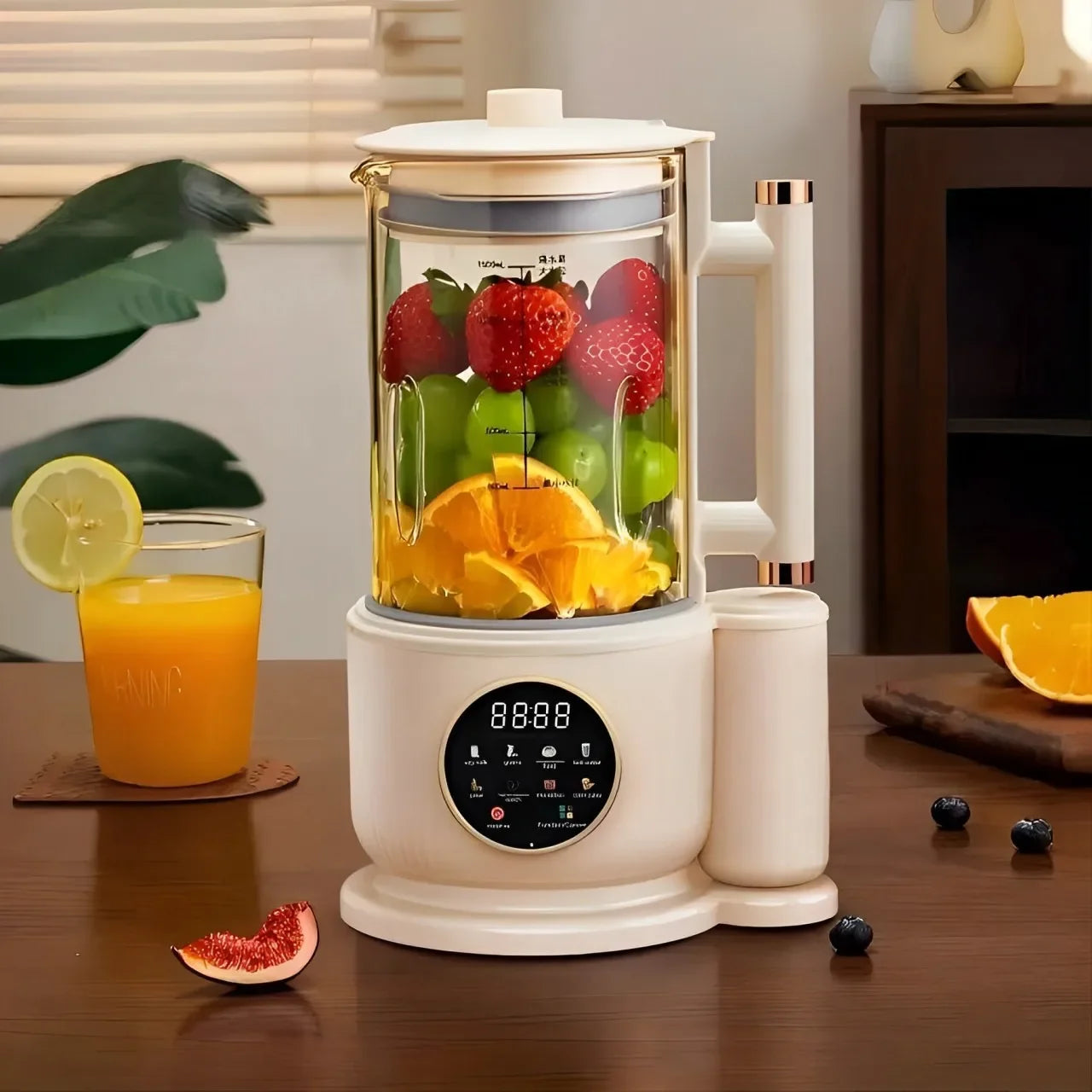 BALASHOV Multifunktions-Smoothie-Maker mit automatischer Sojamilcherhitzung, Eiswürfelrührfunktion und Saftzubereitung – Leiser Betrieb, Digitalanzeige