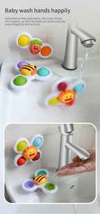3Pcs Cartoon Insekt Zappeln Saugnapf Spinner Spielzeug Set Pädagogisches Rotierenden Rassel Baby Bad Spielzeug für Kinder