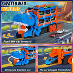 Dreiteiliger Dinosaurier-Spielzeuglaster – Sechs Miniatur-Automodelle aus Metalllegierung