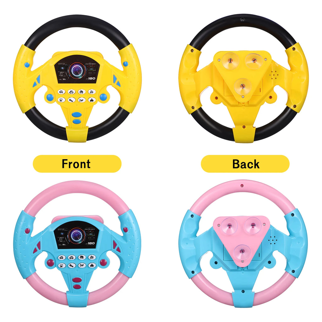 Simulieren Sie das Fahren eines Autos, Lenkrad, elektrisches Spielzeuggeräusch, musikalische Ausbildung für Kinder, Schieben eines Wagens, Fahren eines Stimmspielzeugs