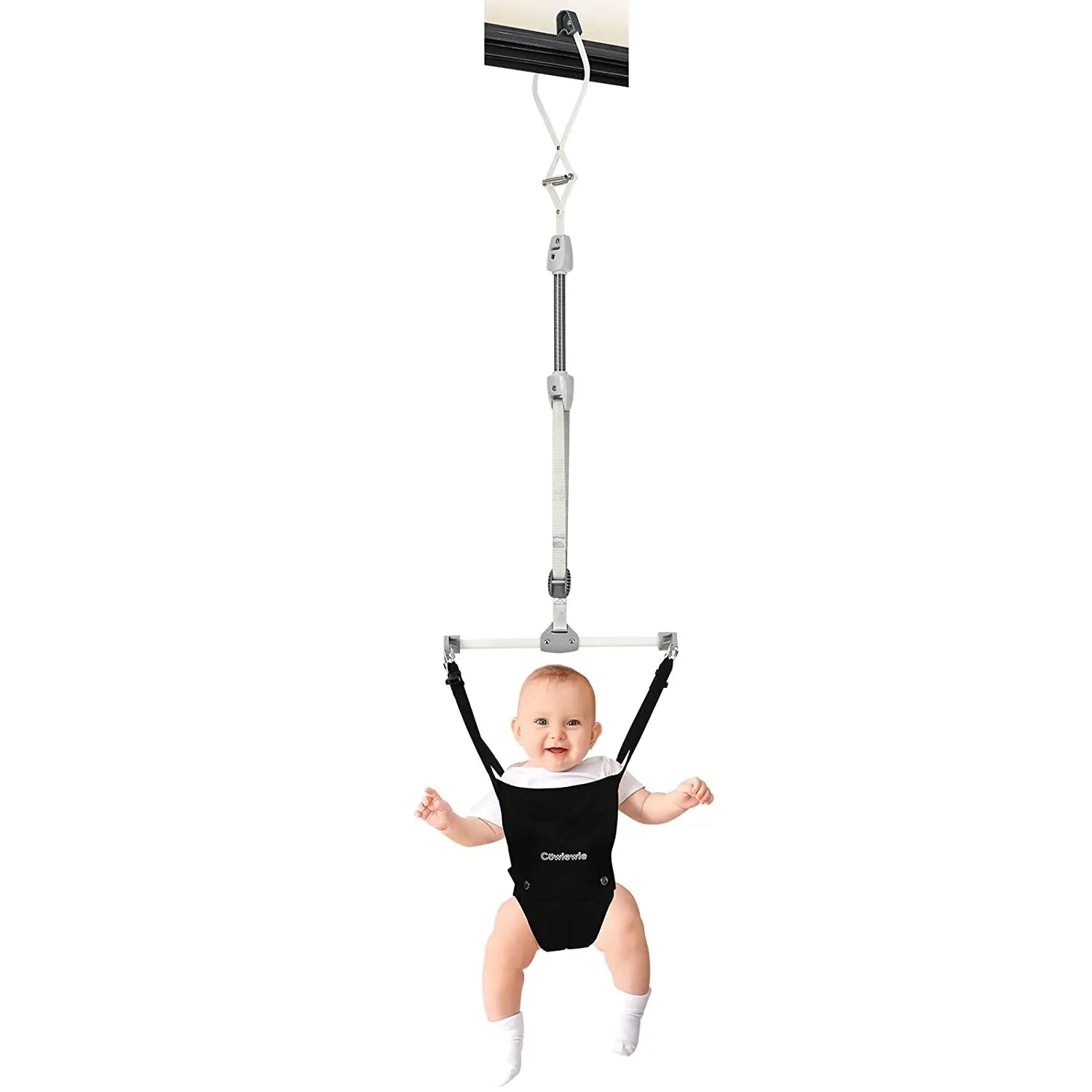 Cowiewie 2 in 1 Baby Tür Jumper w/ Baby Walking Harness Funktion, baby Jumper mit Tür Klemme Verstellbaren Riemen und Sitz für 6-2