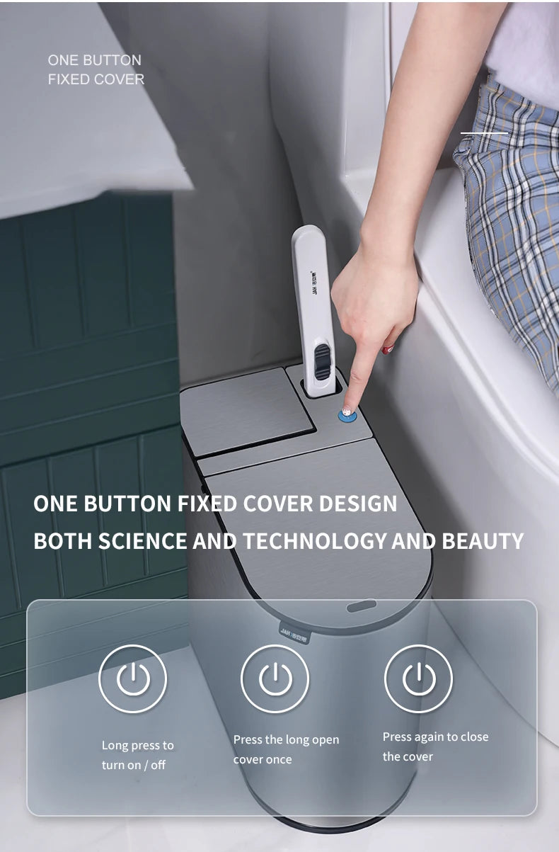 Neue Xiaomi Edelstahl Smart Mülleimer Wc Pinsel Anzug Wasserdichte Mülleimer mit Abdeckung Badezimmer Schmale Smart Sensor Eimer