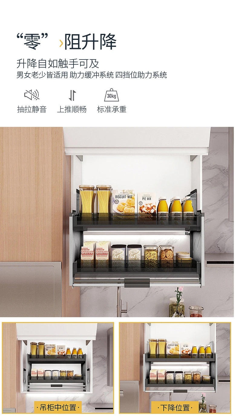 Hängender Schrank, Hebekorb, Pull-Down-Schrank, Küchenschrank, Snacks Lagerung, Hebekorb Anpassung