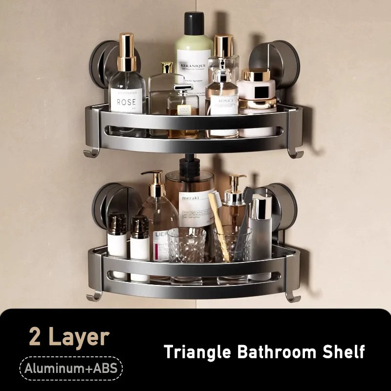 Badezimmer-Ecklagerregal, Saugnapf, Halterung an der Wand, Dusch-Caddy-Box, abnehmbares Badezimmer, Küche, Toilette, Organizer-Rack