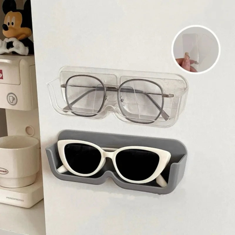 Brillen-Organizer Wandhalter – Selbstklebend, Ohne Bohren, 17,5×3,5×5,8cm | Sonnenbrille & Brille | Weiß, Grau & Transparent
