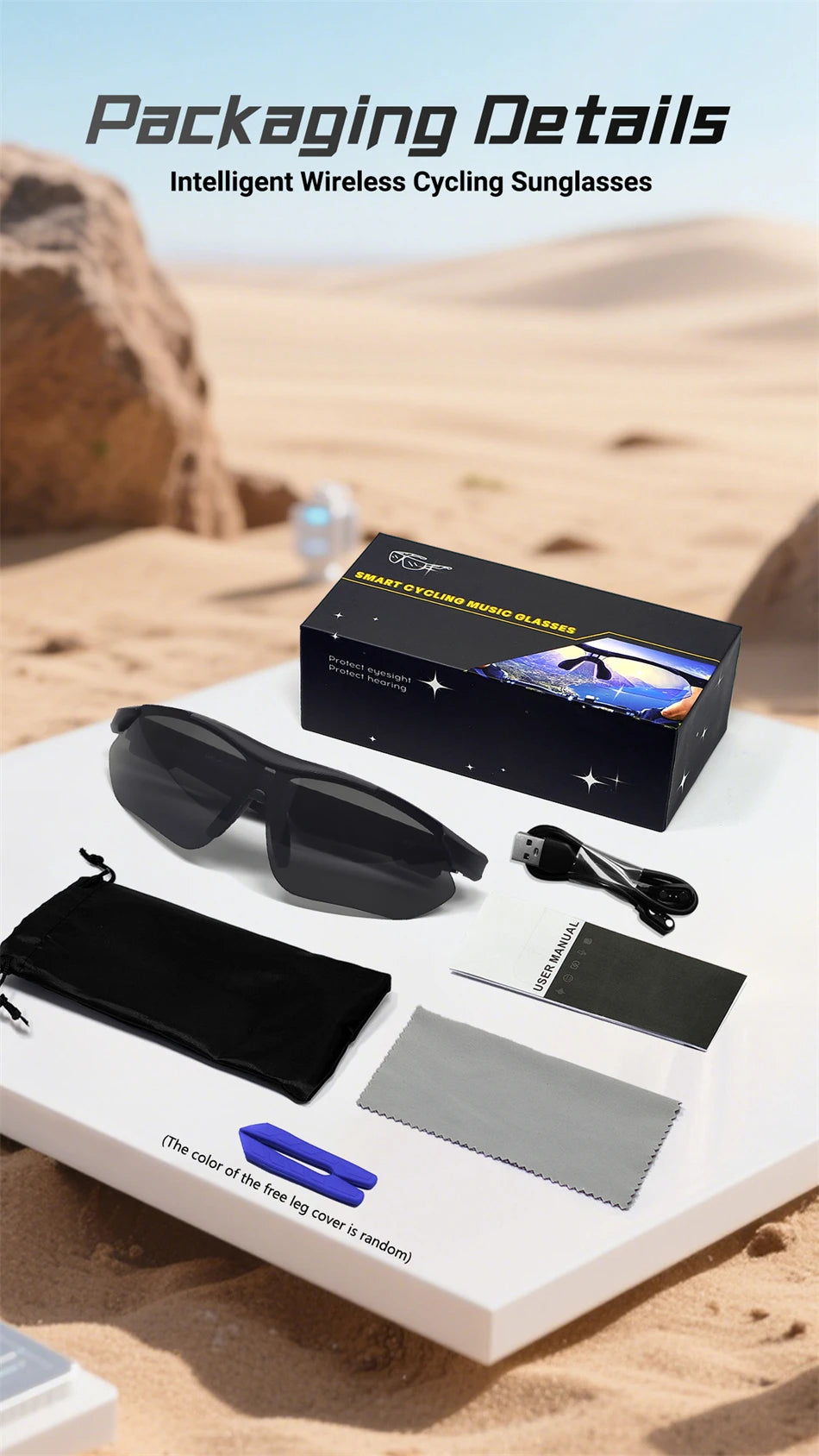 Intelligente Bluetooth-Brille zum Musikhören, Telefonanrufe, Radfahren, Sport, Kopfhörer, UV-Schutz, Intelligenz, Sonnenbrille für Männer und Frauen