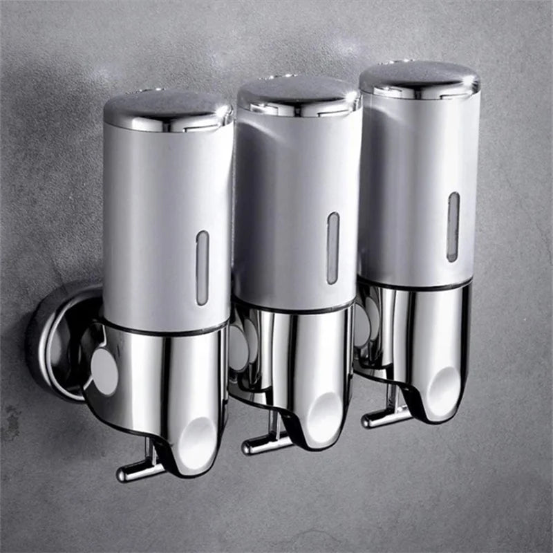 Manueller Flüssigseifenspender, doppelt/dreifach, 500 ml, Wandmontage, Shampoo-Behälter, Seifen- und Gelspender, Badezimmerzubehör