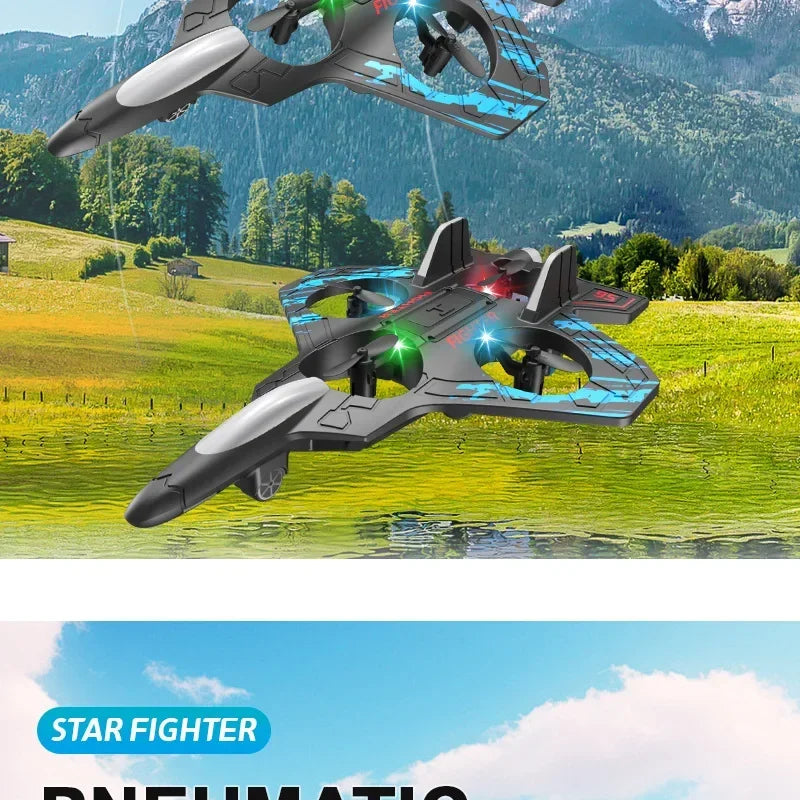 Fernbedienung Flugzeug V17 Jet Fighter Stunt Rc Flugzeug 360 °   Kreisendes ferngesteuertes Kampfflugzeug-Modellspielzeug mit LED-Leuchten