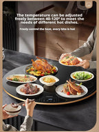 Elektrisches Speisenwärmbrett für den Haushalt, runder multifunktionaler Esstisch mit konstanter Temperatur und Hot-Pot-Heizplatte