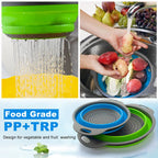 Silikon-Klapp-Abflusskorb, Obst- und Gemüse-Waschkorb, faltbares Sieb, Sieb, zusammenklappbares Abtropfkorb, Küchenaufbewahrungswerkzeug