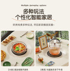 Multifunktionaler Couchtisch aus massivem Holz, hochwertiger integrierter Tisch mit Elektrogehäuse für Herd, Tee und Grill