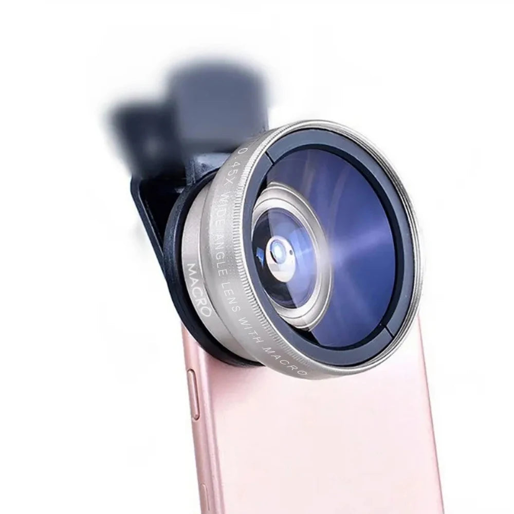 2-in-1-Kameraobjektiv-Set mit 0,45-fachem Weitwinkel und 12,5-fachem Makroobjektiv für HD-Kameras auf iPhones, iOS- und Android-Smartphones