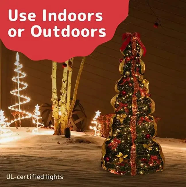 1,8 m zusammen klappbarer faltbarer Weihnachtsbaum einfache Installation Pull-up-Pop-up mit warmem Licht Deci de Noel Arbil schnell bewaffnet