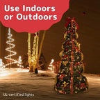 1,8 m zusammen klappbarer faltbarer Weihnachtsbaum einfache Installation Pull-up-Pop-up mit warmem Licht Deci de Noel Arbil schnell bewaffnet