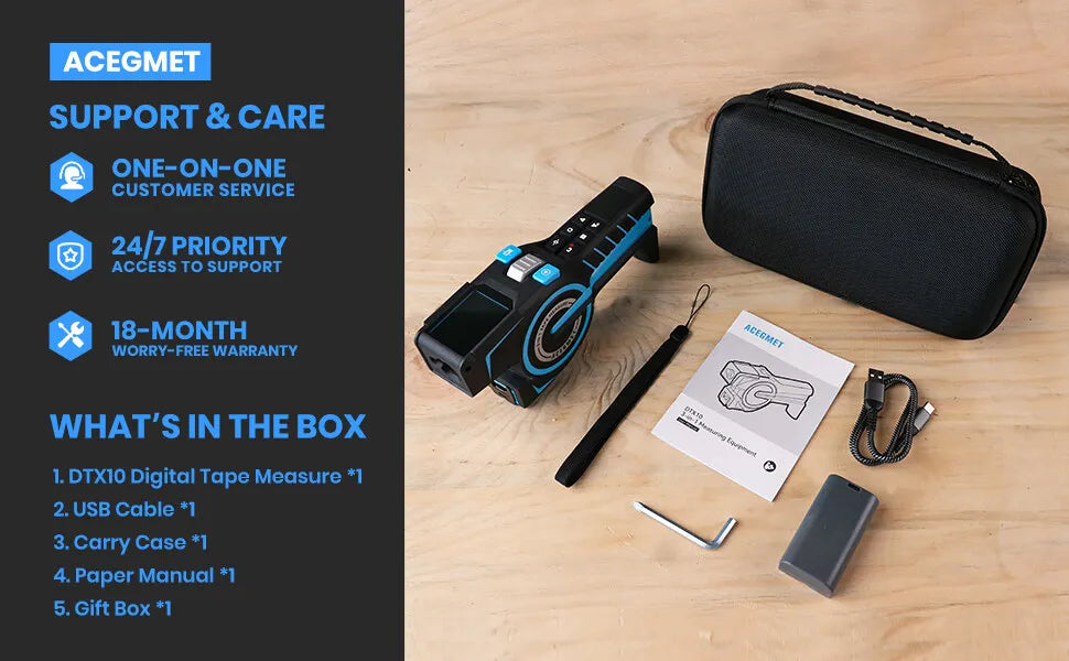 Acegmet dtx10 3-in-1-Messgerät. 2,0" ips-Display & Laser-Positionsmarkierung & 100 m Entfernungsmesser & Stahlband, Werkzeuge für Deko