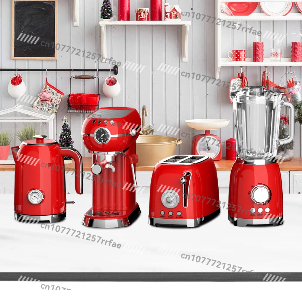 Kaffeemaschine Haushaltsgeräte Set Retro Toaster Edelstahl Elektrische Kaffeemaschine und Toaster Set