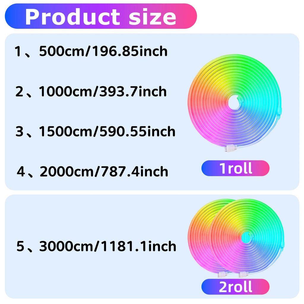30 m/20 m flexible LED-Neon-Lichterkette mit App/Fernbedienung, IP65-RGB-Lichterkette für den Außenbereich, Musiksynchronisierung für Räume, Pool, Garten