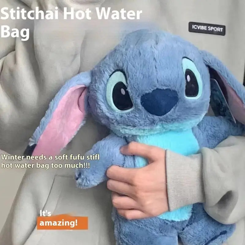 Stitch Anime Winter Extra große Plüsch-Wärmflasche für Damen, Zuhause, Wasserfüllung, Handwärmer, Urlaubsgeschenk für Freundin
