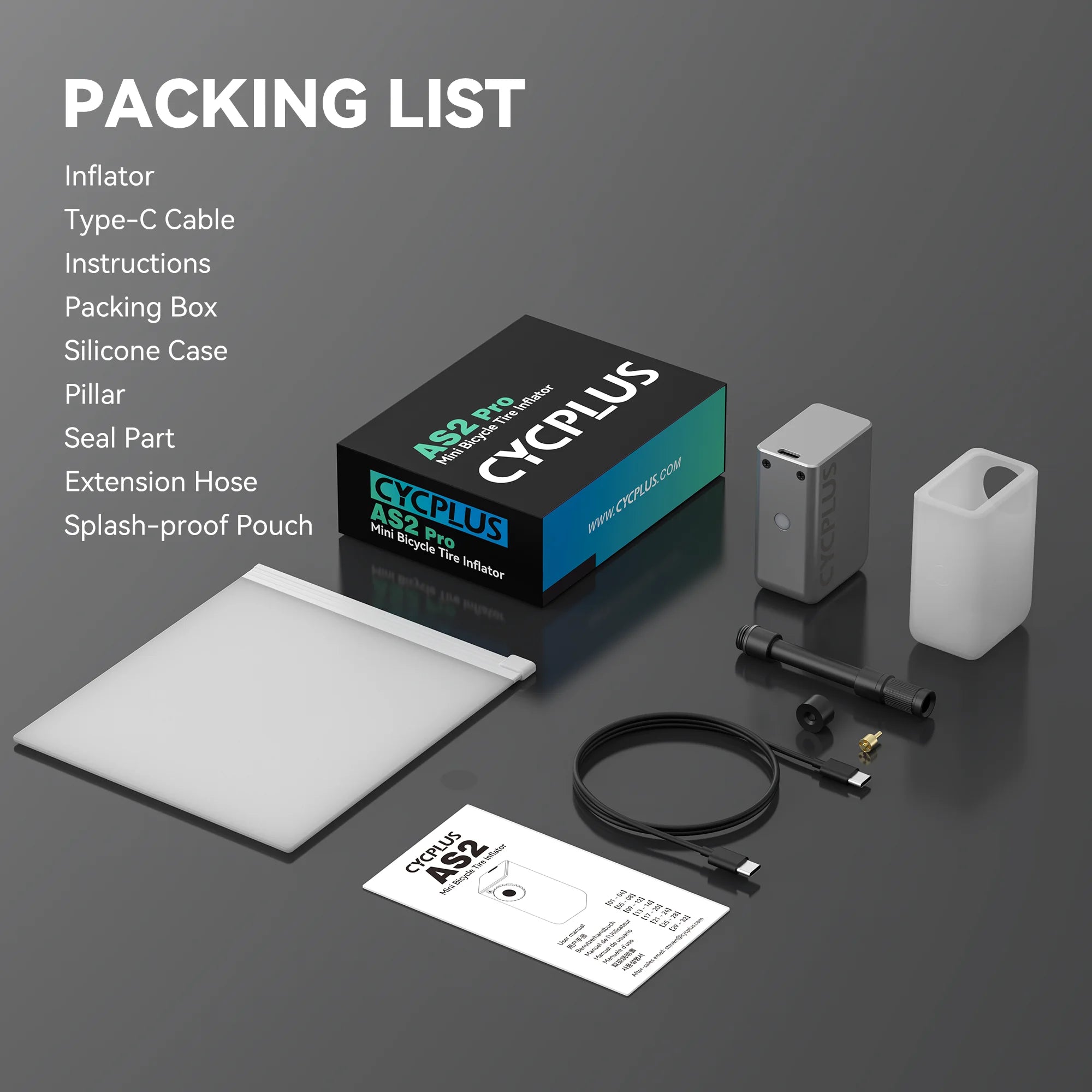 CYCPLUS Mini-Luftpumpe AS2 100 PSI AS2PRO 120 PSI Max elektrischer tragbarer Fahrrad-Inflator-Druckmesser Typ-C-Fahrradreifenkompressor