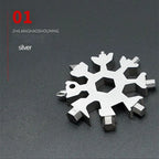 Multifunktionaler Schneeflockenschlüssel, Werkzeugstahl, achteckiger Sechskant, tragbar, 18-in-1-Mini-Universalschlüssel