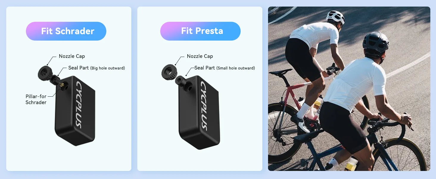 CYCPLUS Mini-Luftpumpe AS2 100 PSI AS2PRO 120 PSI Max elektrischer tragbarer Fahrrad-Inflator-Druckmesser Typ-C-Fahrradreifenkompressor