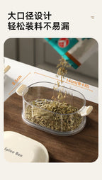 Mehrschichtige Gewürz-Aufbewahrungsbox, tragbar, kleine All-In-One-Zange, Küche, transparente Gewürze, Bohnen, Nüsse, Körner, Vorratsgläser