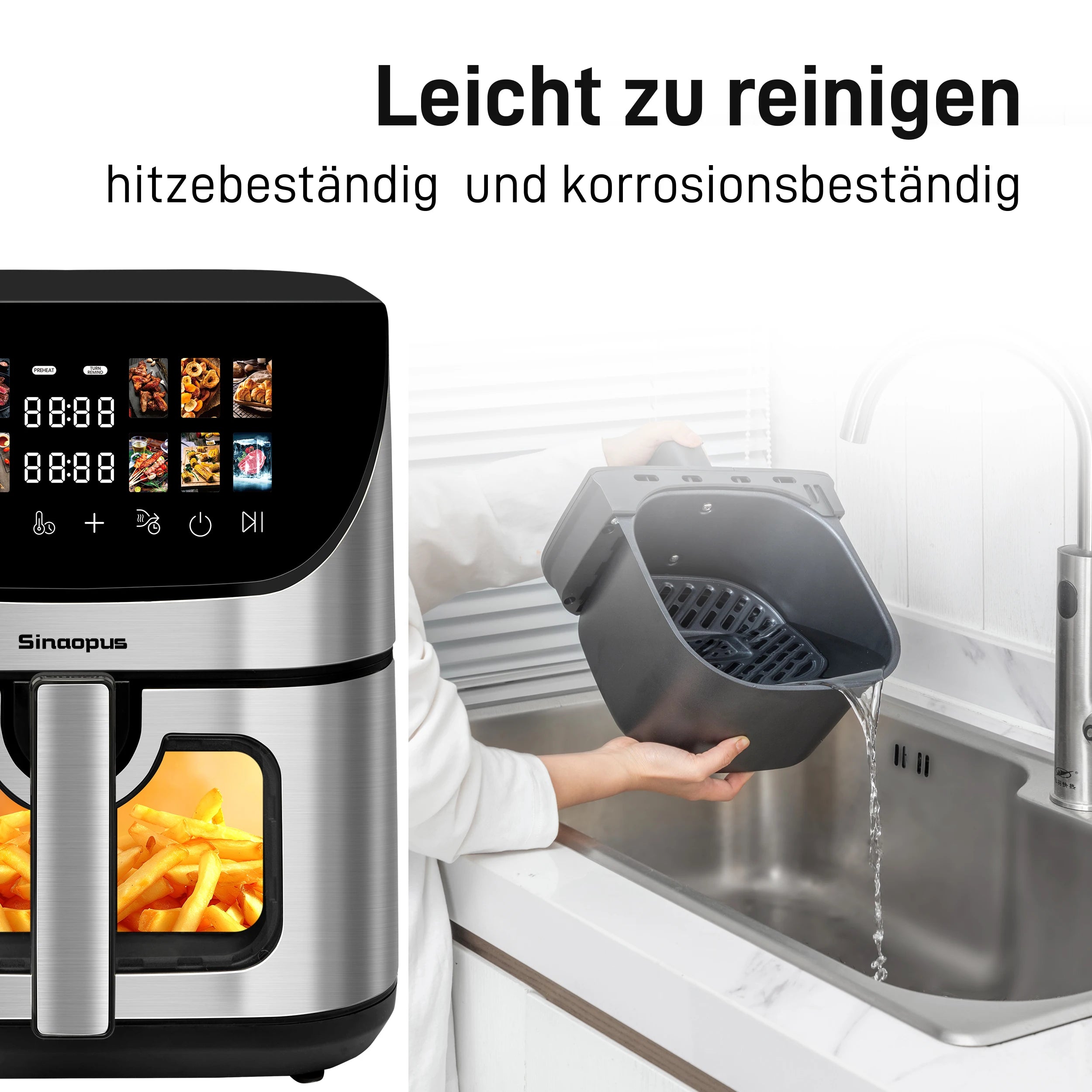 8-Liter-Heißluftfritteuse mit Sichtfenster und Backofen