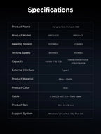 ORICO 1 TB externe SSD bis zu 1050 MB/s Design zum Aufhängen, tragbares Solid-State-Laufwerk, PSSD für Tablets, Laptops, C10