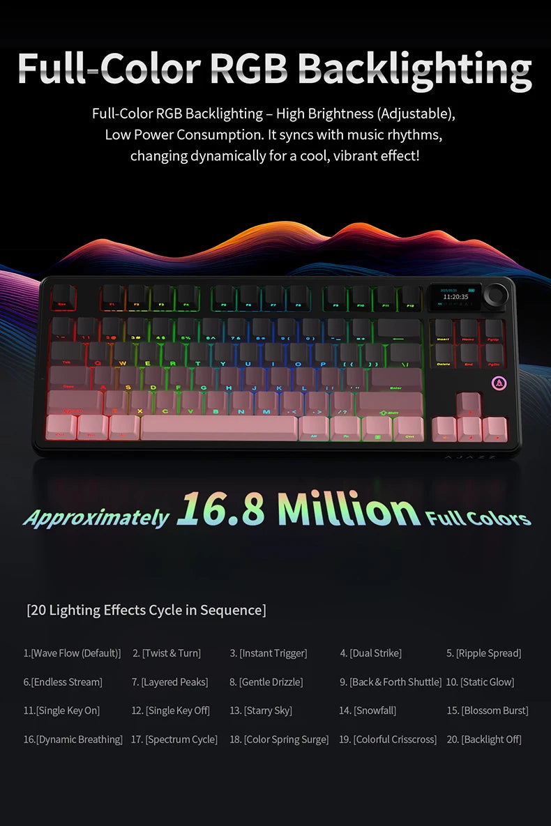 AJAZZ MK87 Drahtlose mechanische Tastatur 75 % Tri-Mode RGB PBT Tastenkappen Hot-Swap-Gaming-Tastaturdichtung 10000 mAh für Gamer PC/Mac