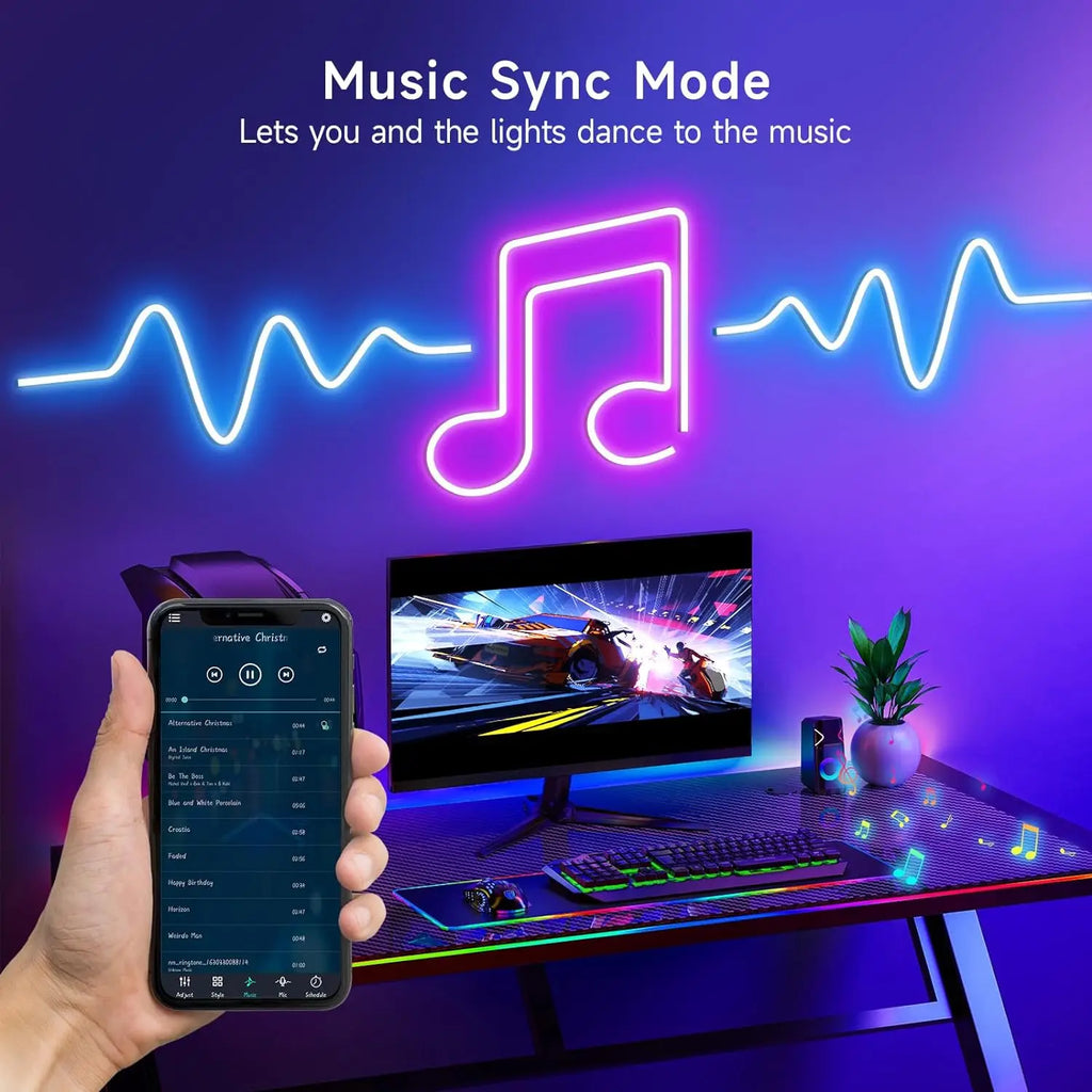 30 m/20 m flexible LED-Neon-Lichterkette mit App/Fernbedienung, IP65-RGB-Lichterkette für den Außenbereich, Musiksynchronisierung für Räume, Pool, Garten