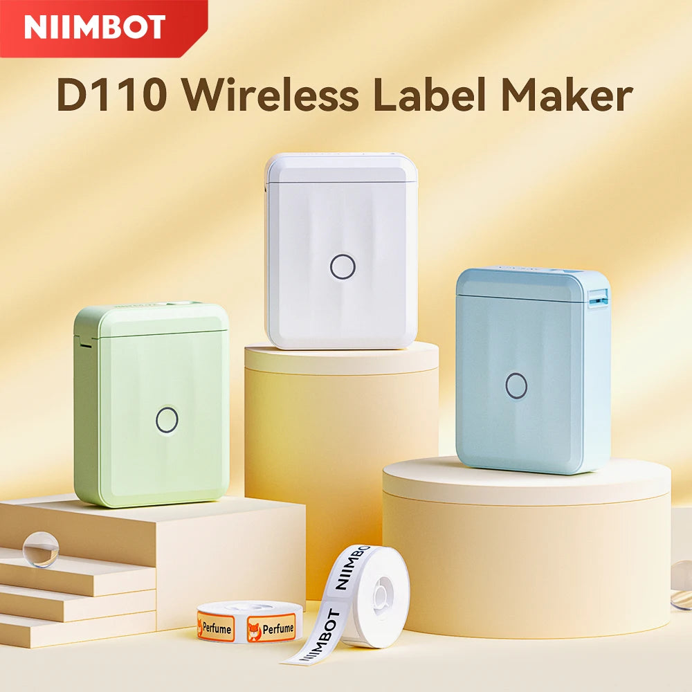 Niimbot D110 Mini Thermo-Etikettendrucker – Bluetooth, Tintenfrei, 203dpi, USB-C | iOS & Android | CE/FCC/RoHS | 3 Farben